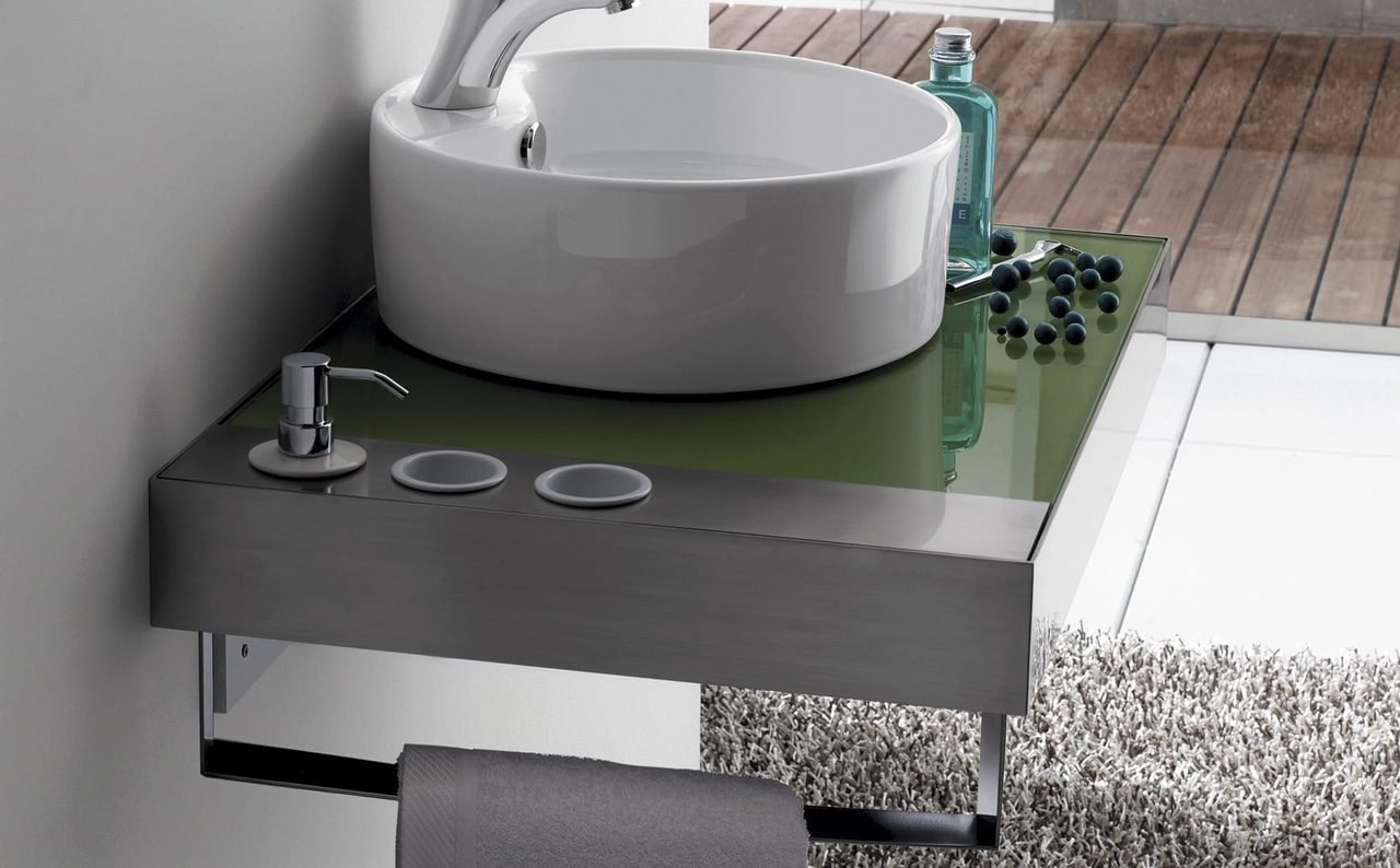 Set Encimera De Acero Inox 90 Para Lavabo Azul